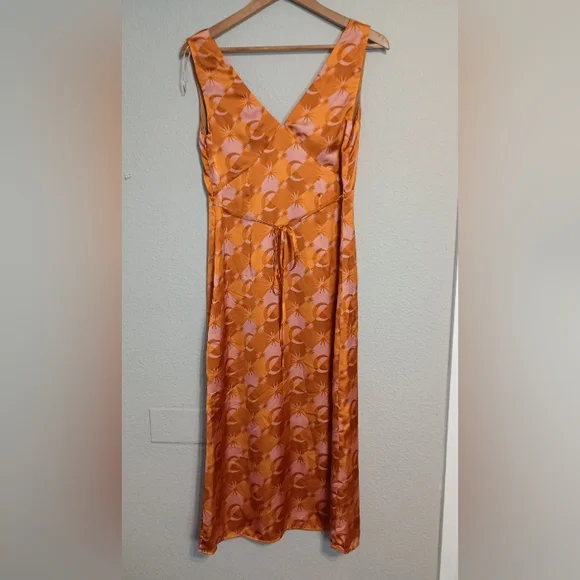 Dress forum celestial print v-neck satin midi dress hippie boho - Picture 5 of 11